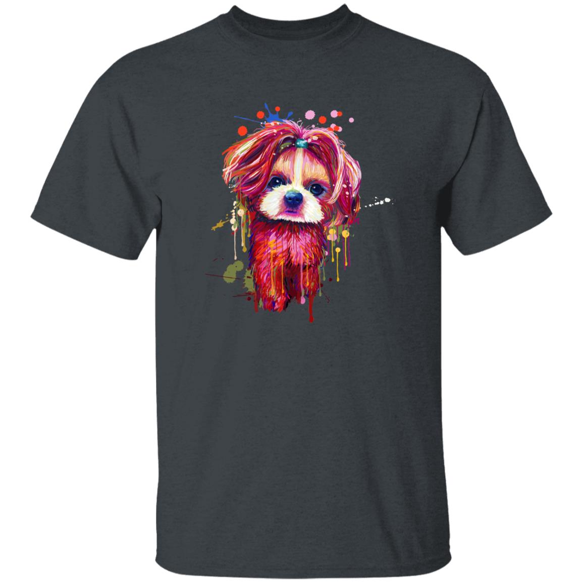 Digital Art Shih Tzu dog Unisex shirt S-2XL black navy dark heather-Dark Heather-Family-Gift-Planet