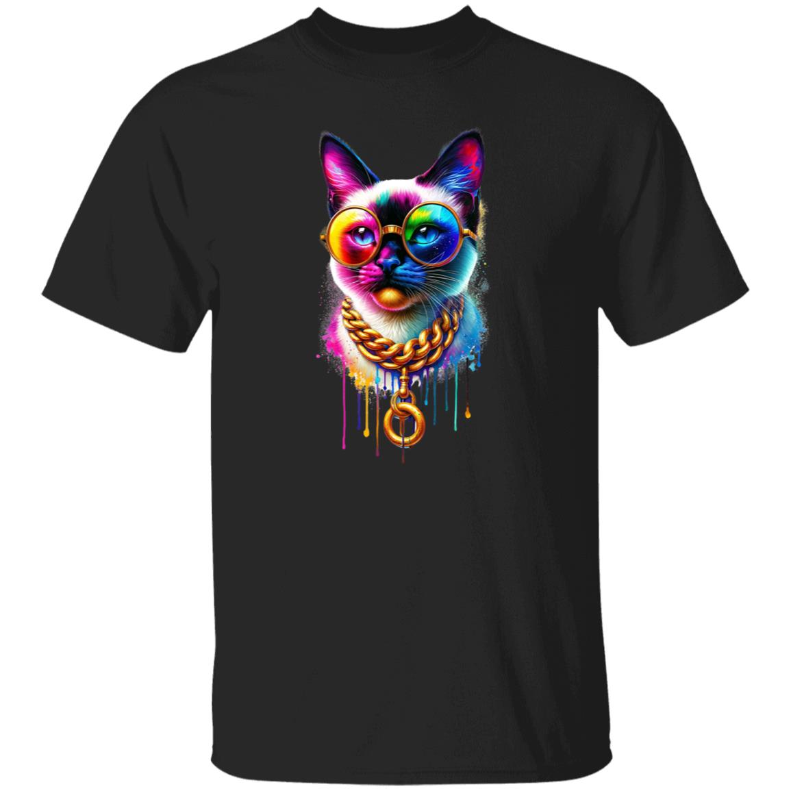 Siamese cat in hip style Color Splash Unisex T-shirt Black Navy Dark Heather-Family-Gift-Planet