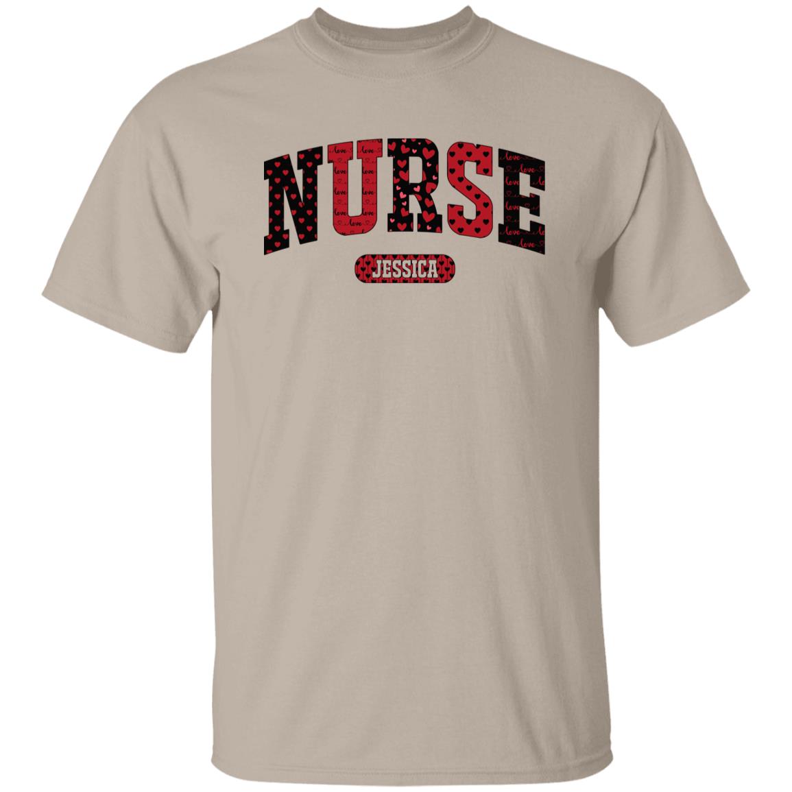 Personalized Nurse Valentine's Day Unisex T-Shirt Custom name RN heart love-Family-Gift-Planet