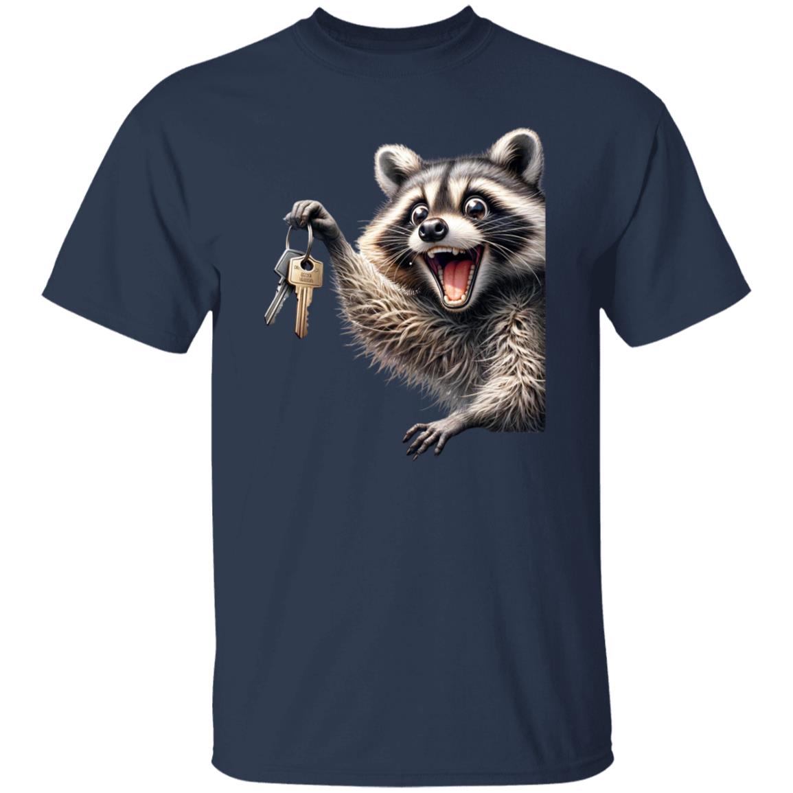 Realtor T-Shirt Racoon with key Real estate agent homeowner Unisex tee Black Navy Dark Heather-Family-Gift-Planet