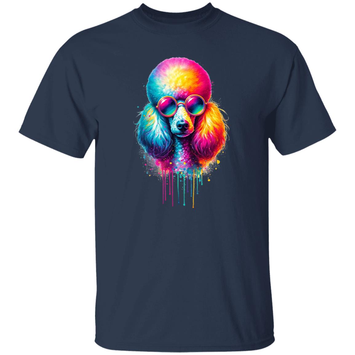 Neon Poodle Color Splash Unisex T-shirt Black Navy Dark Heather-Family-Gift-Planet