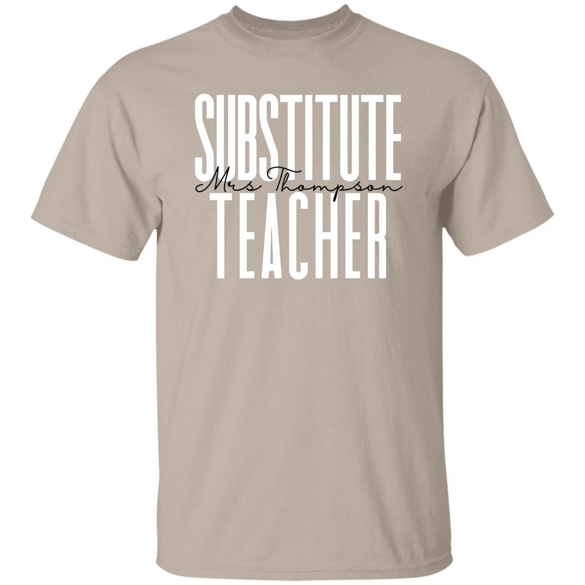 Personalized Substitute teacher T-shirt gift Custom name sub teacher back to school Unisex Tee Sand Pink Light Blue-Family-Gift-Planet