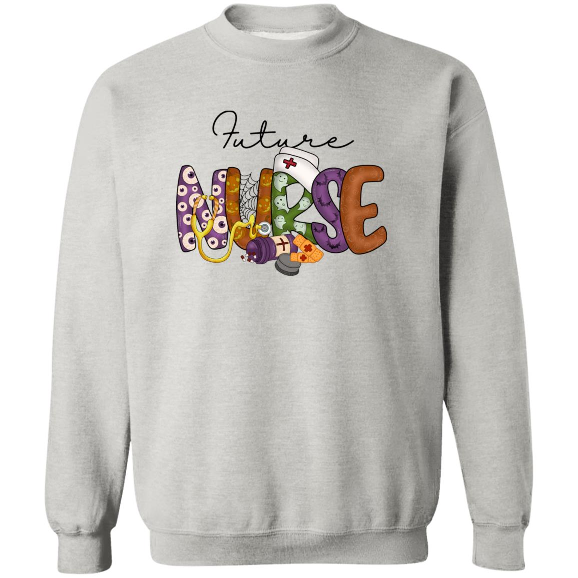 Future nurse Halloween Sweatshirt Crewneck Unisex Sand Ash S-2XL-Ash-Family-Gift-Planet