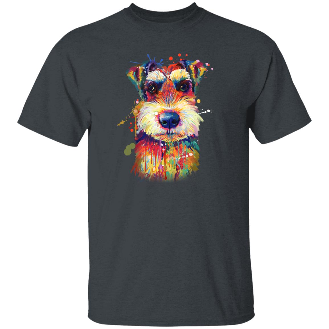 Watercolor Schnauzer dog Unisex shirt S-2XL black navy dark heather-Dark Heather-Family-Gift-Planet