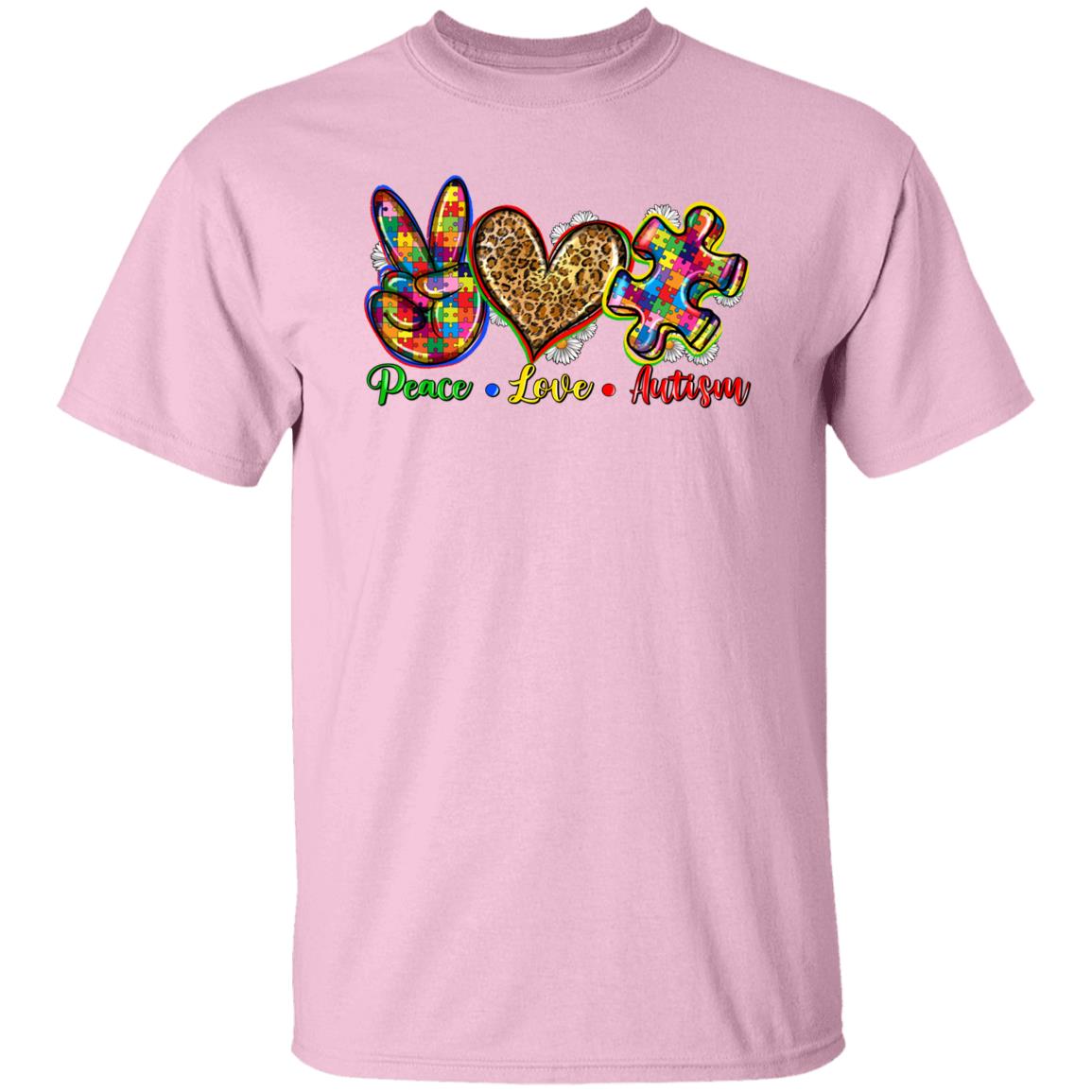 Peace Love Autism T-shirt gift Autist mom autism awareness tee-Family-Gift-Planet