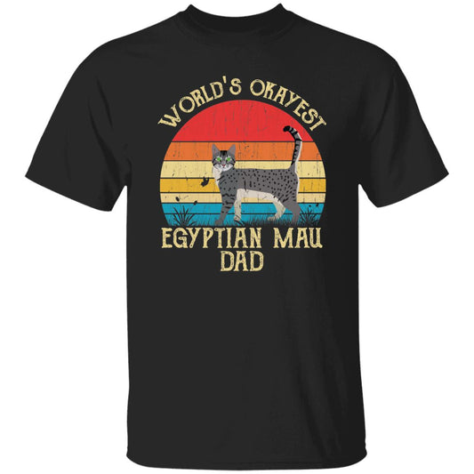 World's Okayest Egyptian mau dad Retro Style Unisex T-shirt Black Navy Dark Heather-Black-Family-Gift-Planet