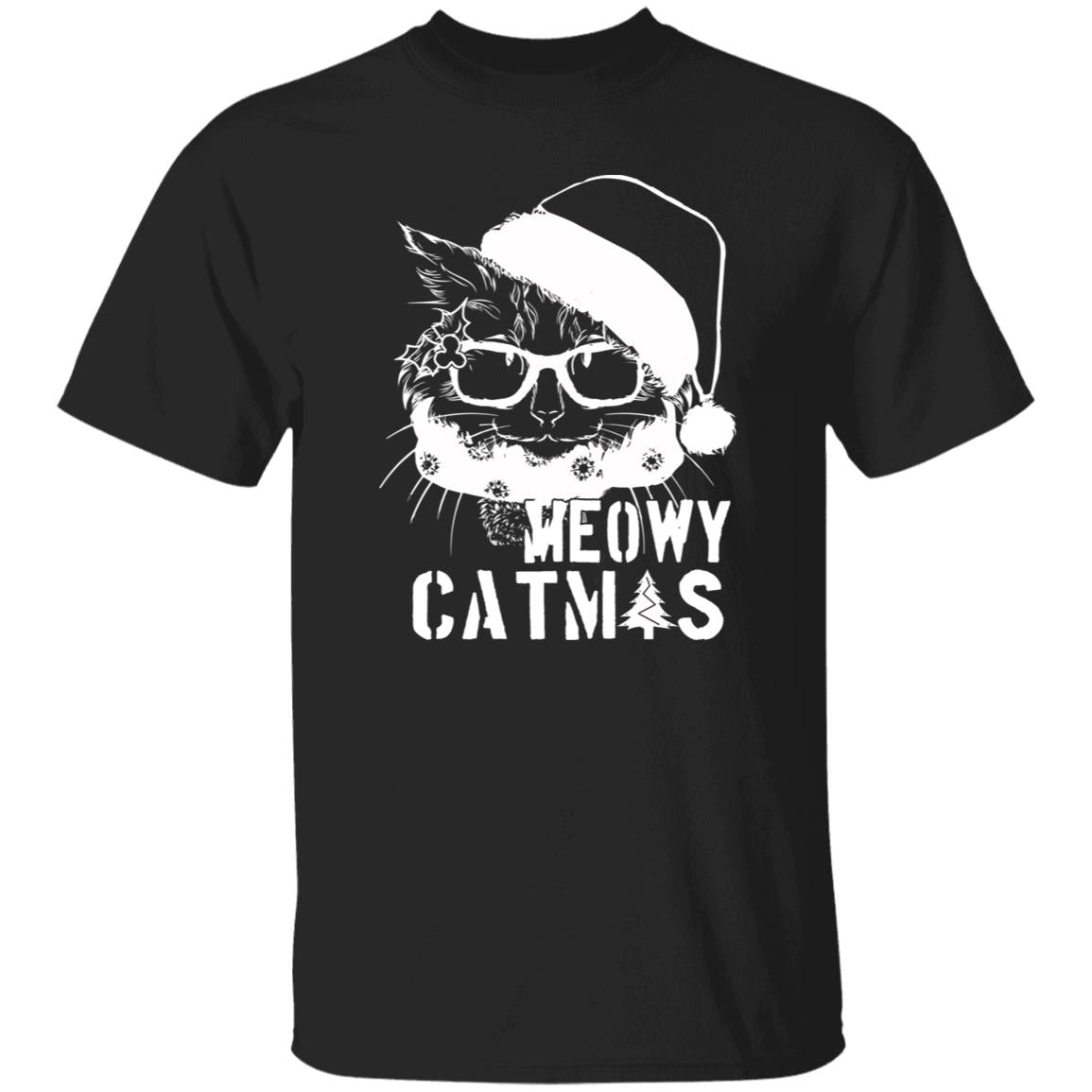 Meowy Catmas T-Shirt gift Christmas Cat Santa cat lover Unisex Tee Black Navy Dark Heather-Family-Gift-Planet