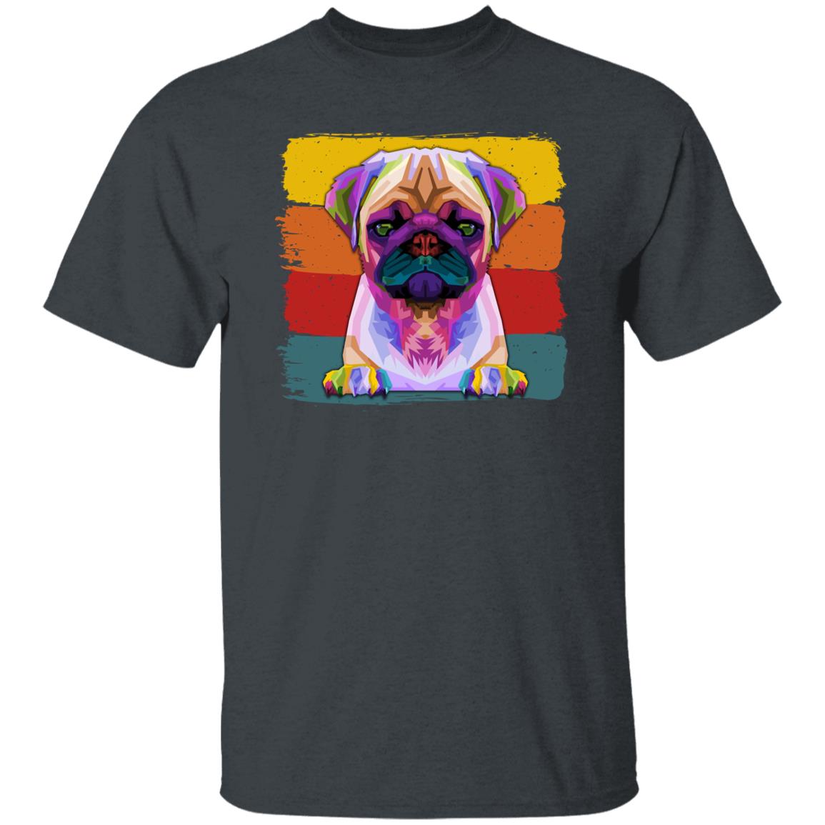 Retro pug T-Shirt gift Colorful Pug Dog owner Unisex Tee Black Navy Dark Heather-Dark Heather-Family-Gift-Planet