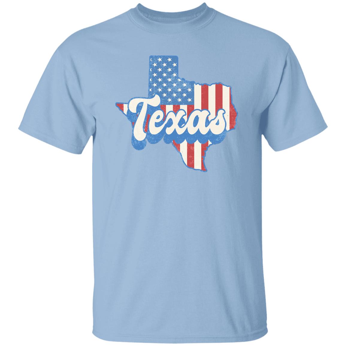 Texas US flag Unisex T-Shirt American patriotic Texas state tee White Ash Blue-Light Blue-Family-Gift-Planet