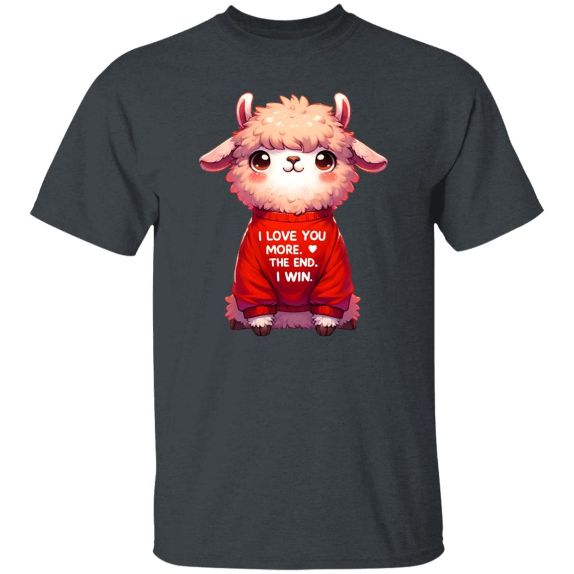 I love you more The end I win goat Unisex T-shirt cute animal tee Black Navy Dark Heather-Dark Heather-Family-Gift-Planet