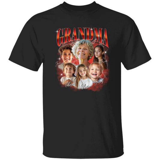 Custom Grandma T-Shirt gift Personalized Grandmother Your own photos Unisex Tee Black Navy Dark Heather-Black-Family-Gift-Planet