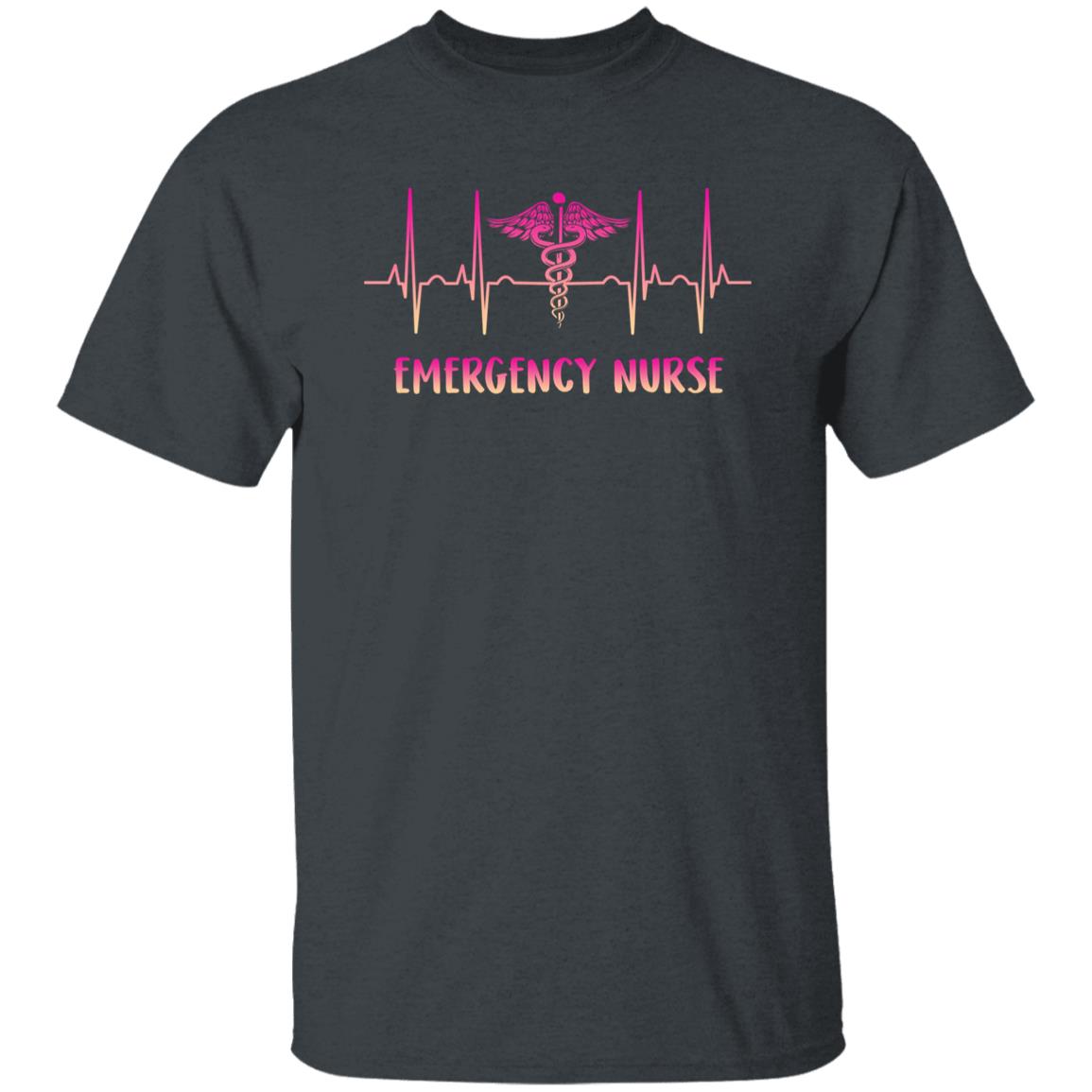 Emergency nurse Heartbeat T-Shirt ER nurse squad heart beat Unisex Tee Black Navy Dark Heather-Family-Gift-Planet
