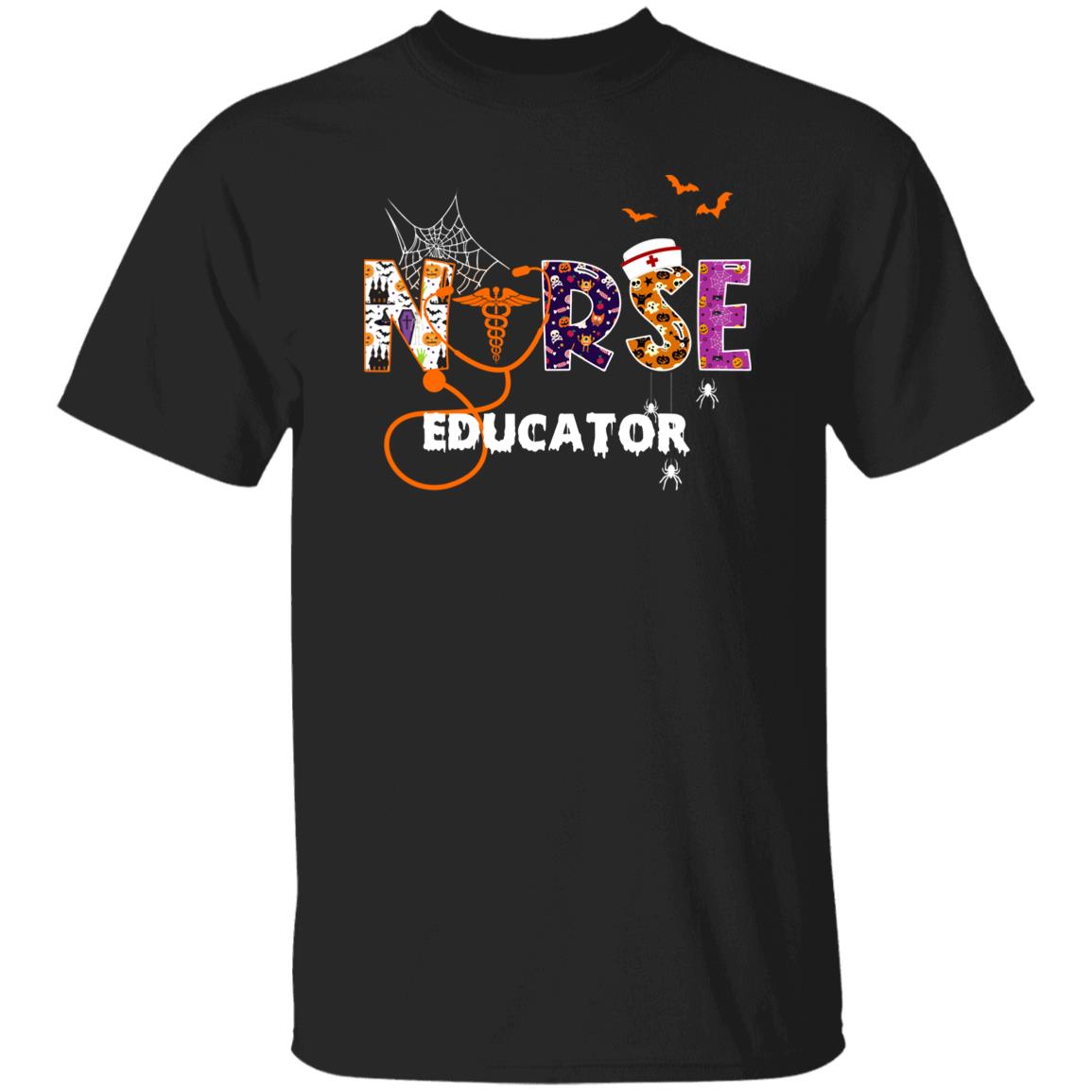 Nurse educator Halloween Unisex T-Shirt Scary Spooky Nursing Professor tee Black Dark Heather-Family-Gift-Planet