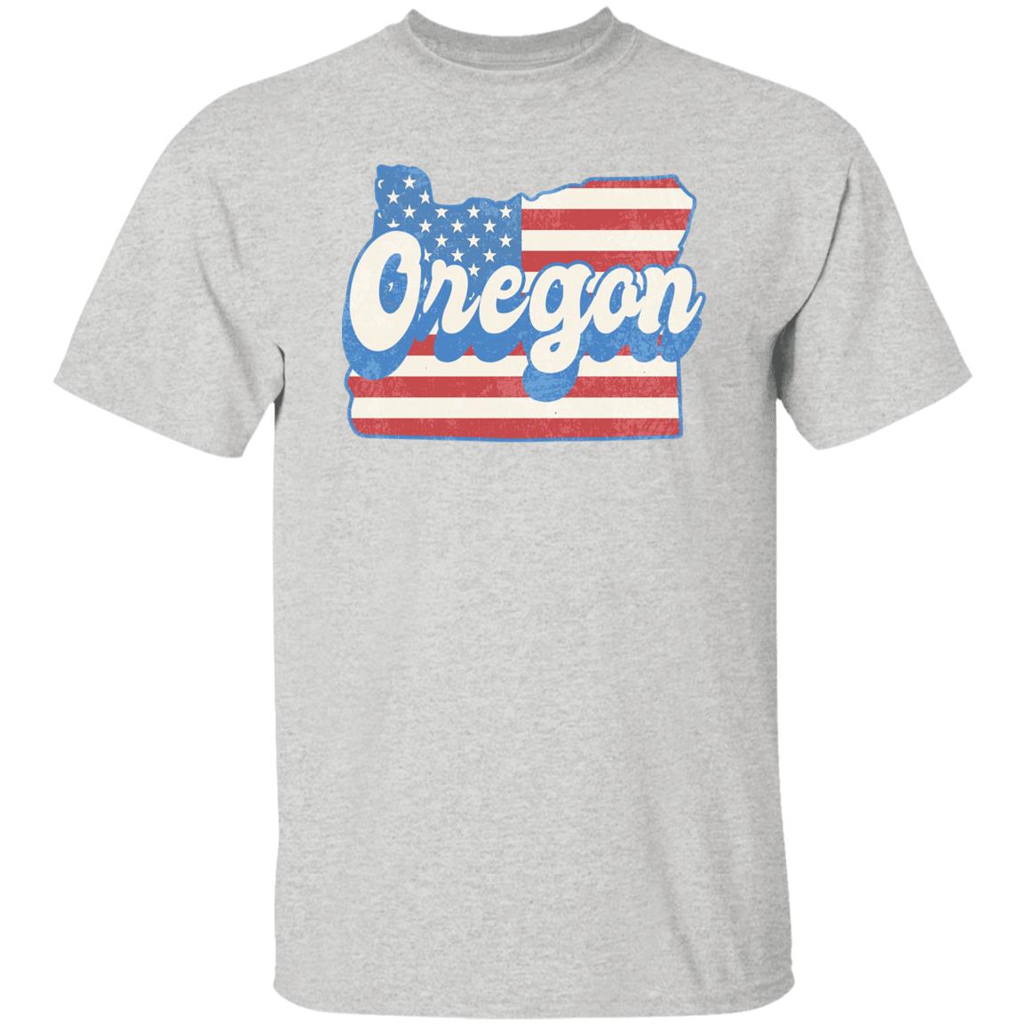 Oregon US flag Unisex T-Shirt American patriotic OR state tee White Ash Blue-Ash-Family-Gift-Planet