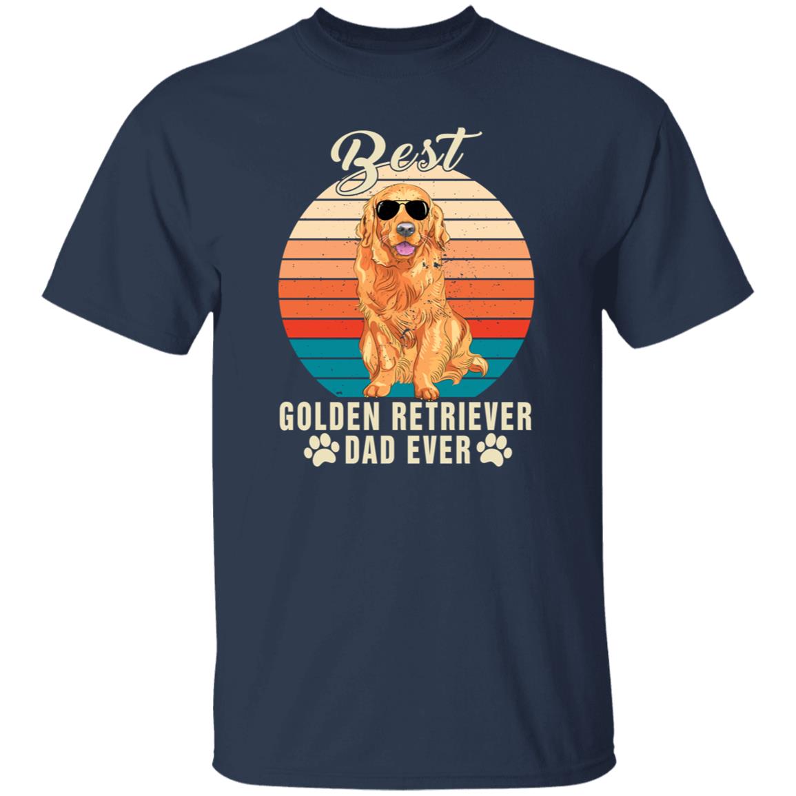 Best golden retriever dad ever T-Shirt gift Retro retriever Dog owner Unisex Tee Black Navy Dark Heather-Navy-Family-Gift-Planet