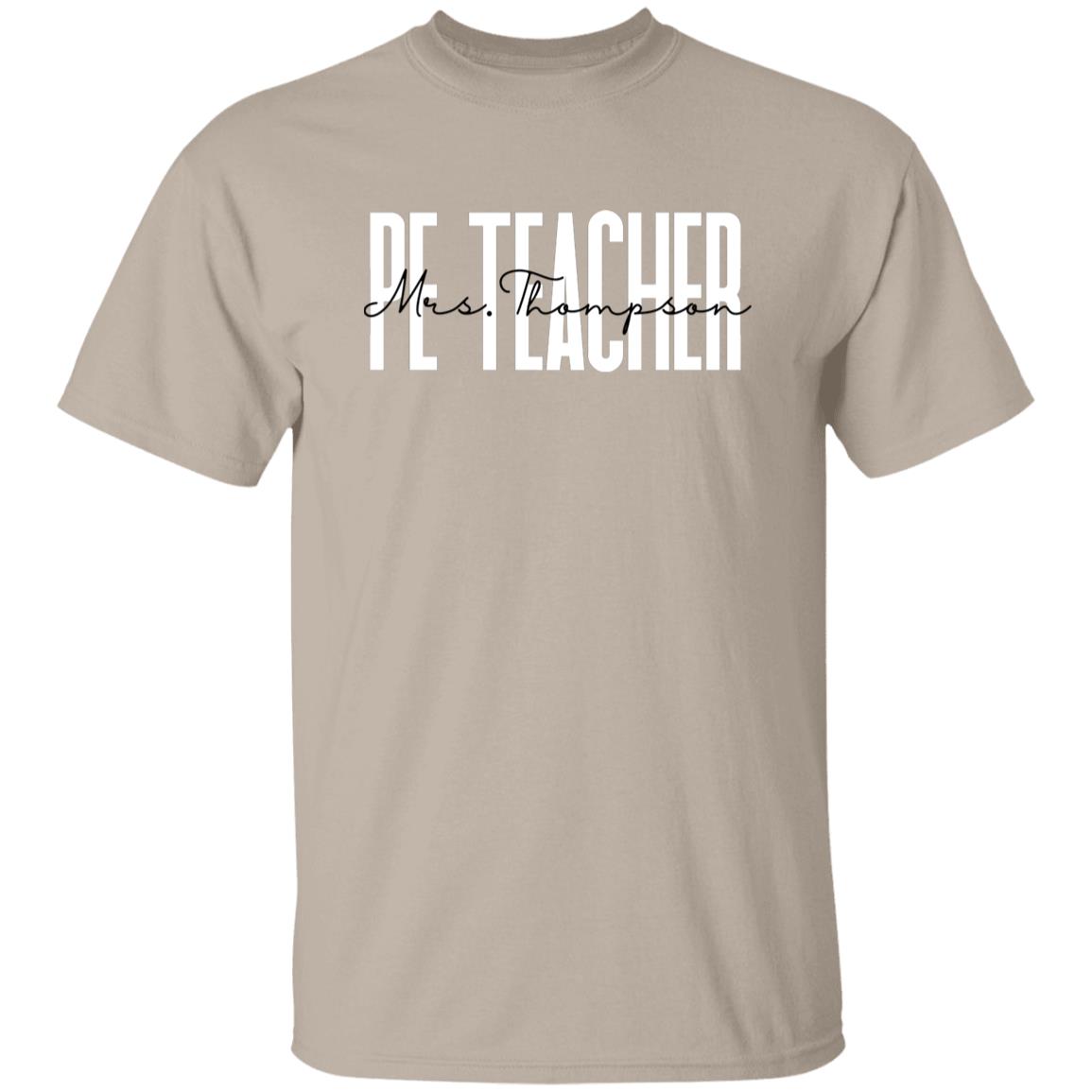 Personalized PE Teacher T-shirt gift Custom Physical Education Teacher Unisex Tee Sand Pink Light Blue-Family-Gift-Planet