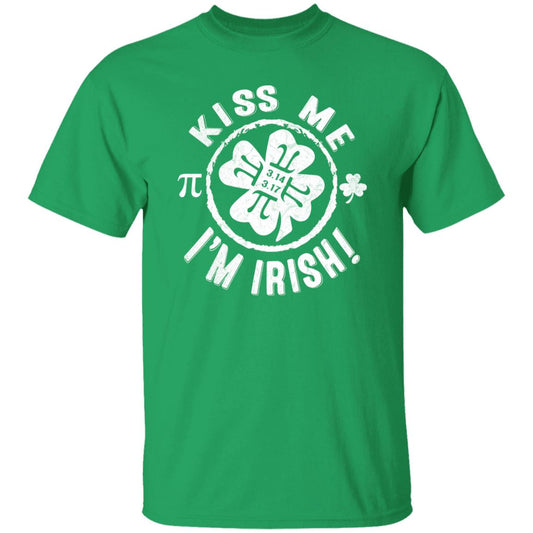 Pi Kiss me I'm Irish St Patrick Day Unisex t-shirt math teacher tee 4XL 5XL 6XL-Irish Green-Family-Gift-Planet