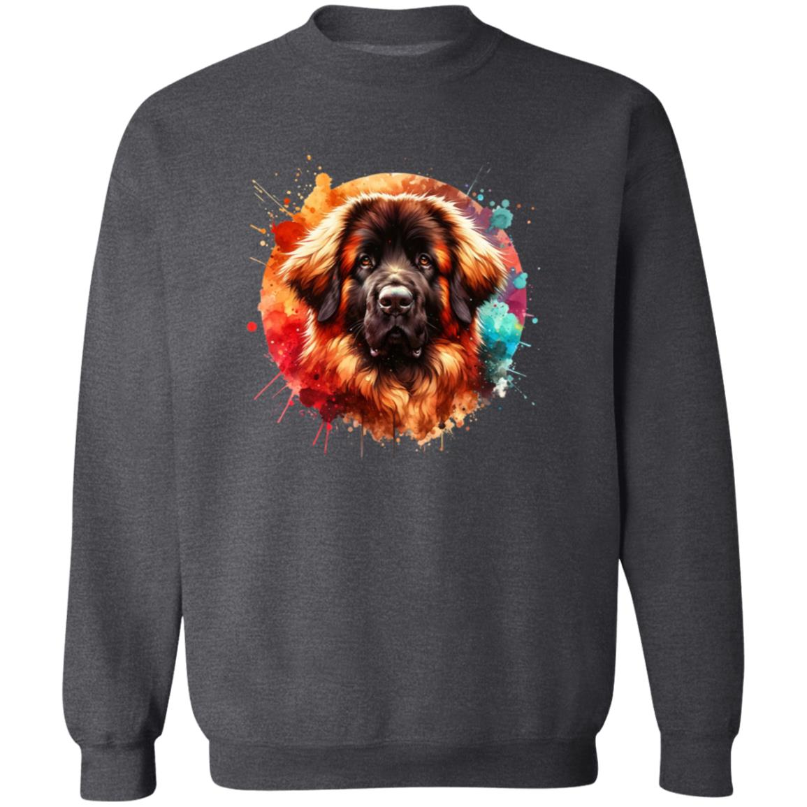 Artistic Leonberger Color Splash Unisex Sweatshirt Black Navy Dark Heather-Family-Gift-Planet