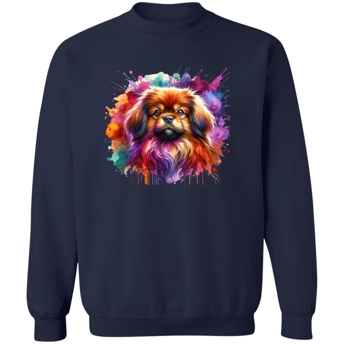 Tibetan Spaniel dog mom Color Splash Unisex Sweatshirt Black Navy Dark Heather-Family-Gift-Planet