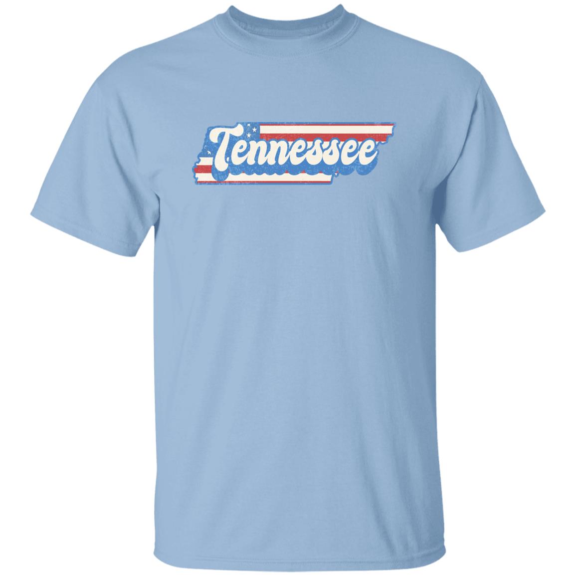 Tennessee US flag Unisex T-Shirt American patriotic TN state tee White Ash Blue-Light Blue-Family-Gift-Planet