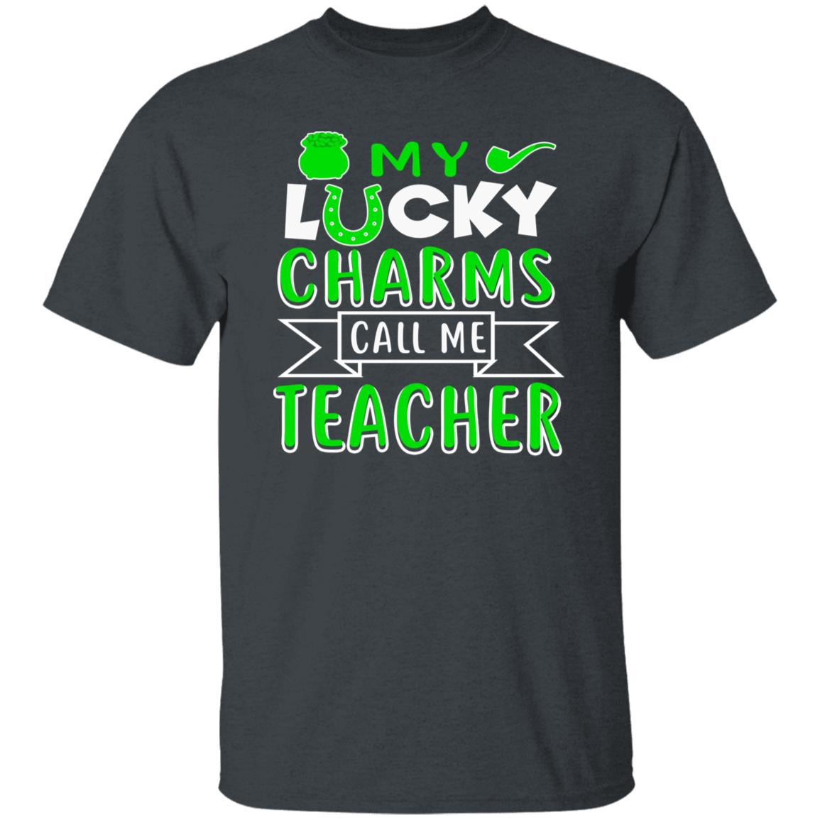 My lucky charms call me teacher St Patrick Day Unisex t-shirt 4XL 5XL 6XL Irish Green-Dark Heather-Family-Gift-Planet