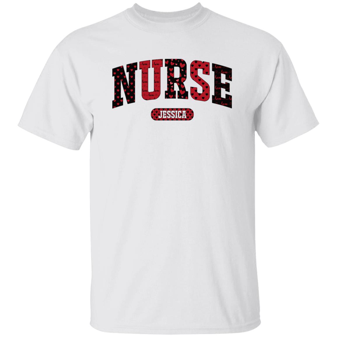 Personalized Nurse Valentine's Day Unisex T-Shirt Custom name RN heart love-Family-Gift-Planet