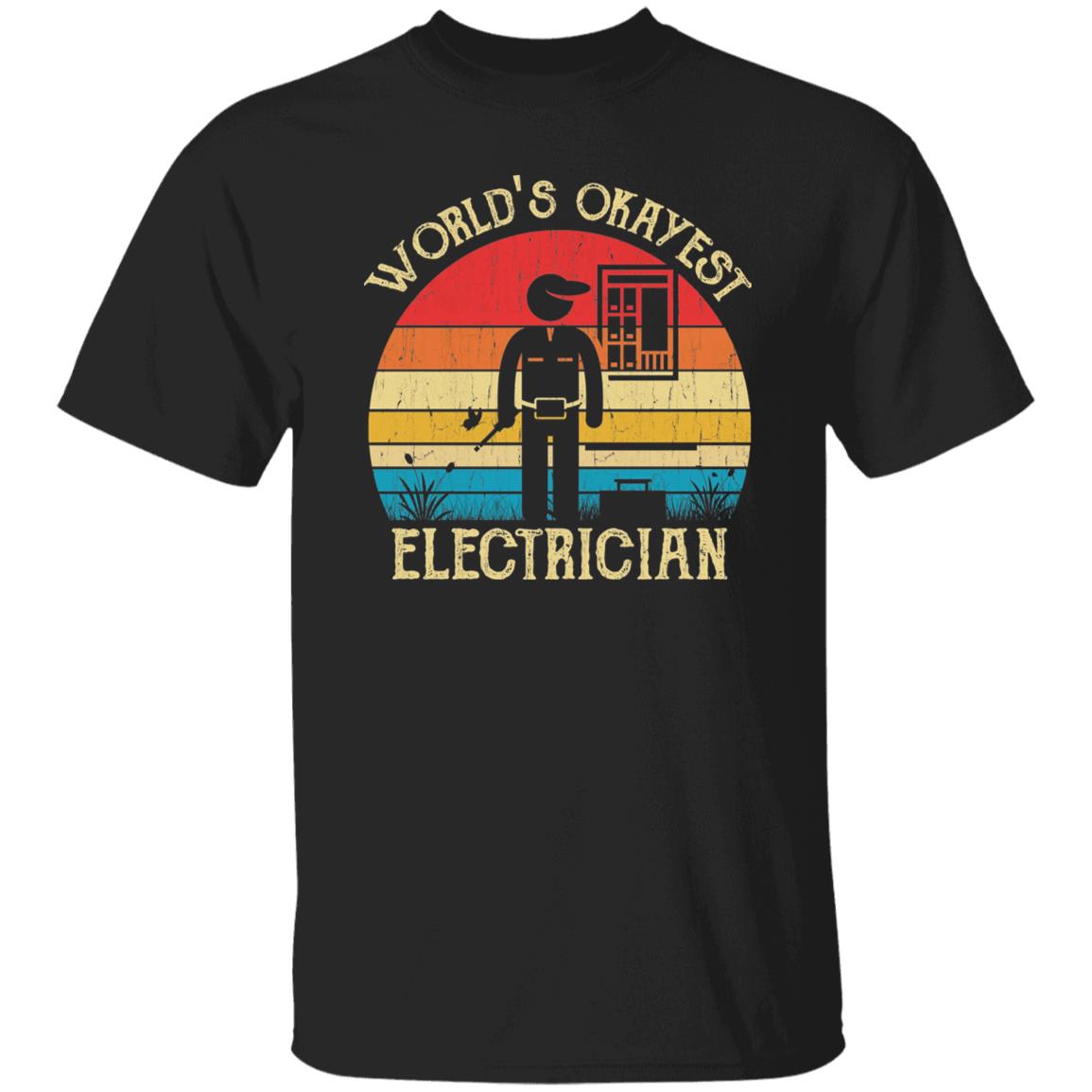 Electrician Unisex Shirt World's Okayest Barber Electrician tee Black Dark Heather-Black-Family-Gift-Planet