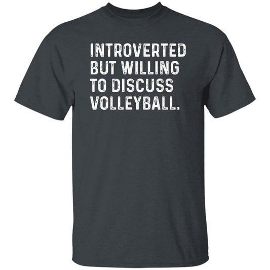 Introverted but willing to discuss Volleyball Unisex T-shirt Volleyball lover tee Black Navy Dark Heather-Dark Heather-Family-Gift-Planet