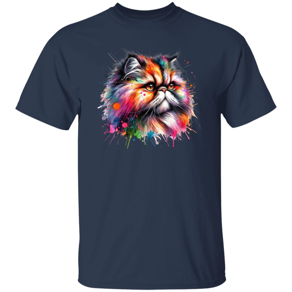 Persian Cat Mama Color Splash Unisex T-Shirt Black Navy Dark Heather-Family-Gift-Planet