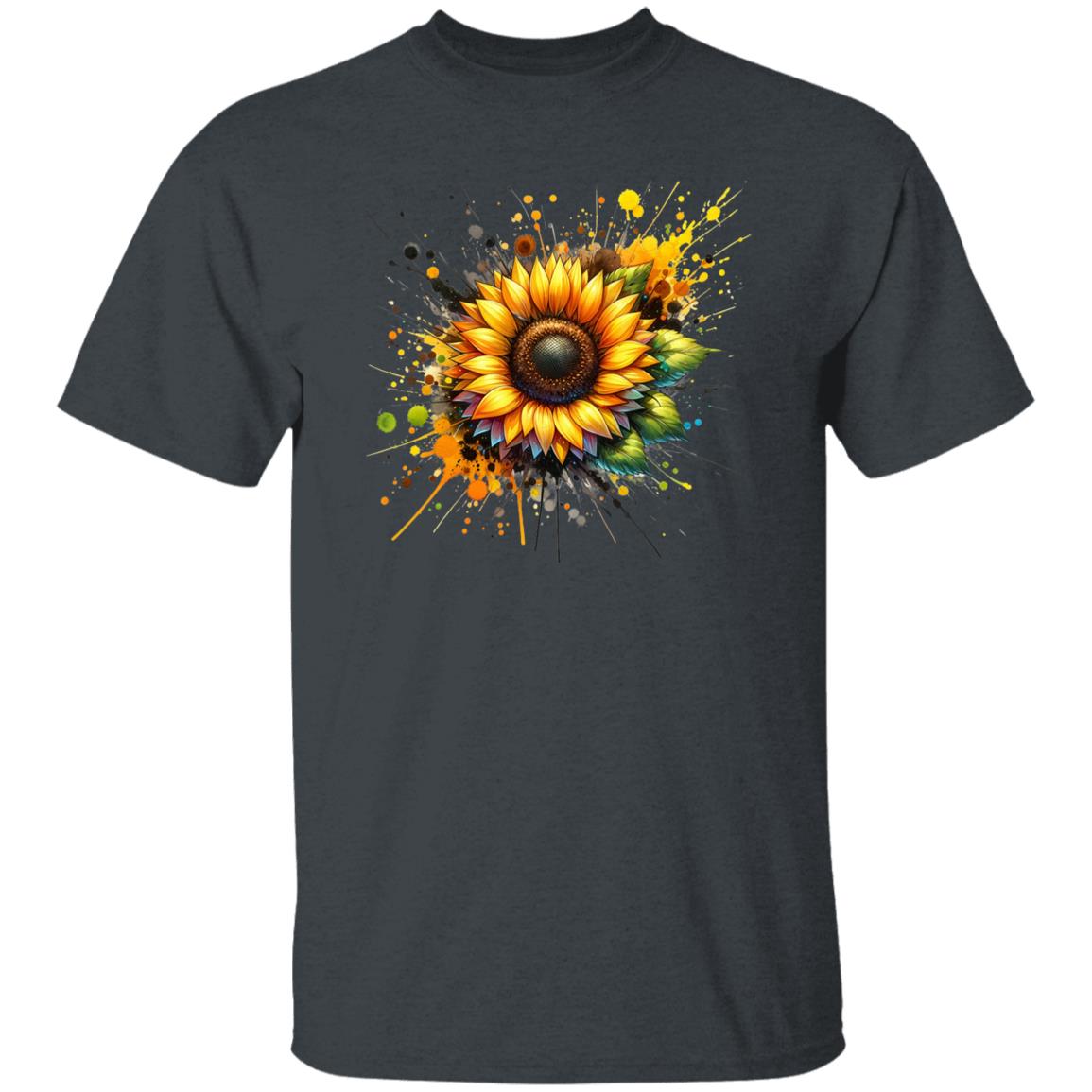 Artistic Sunflower Color Splash Unisex T-shirt Black Navy Dark Heather-Family-Gift-Planet