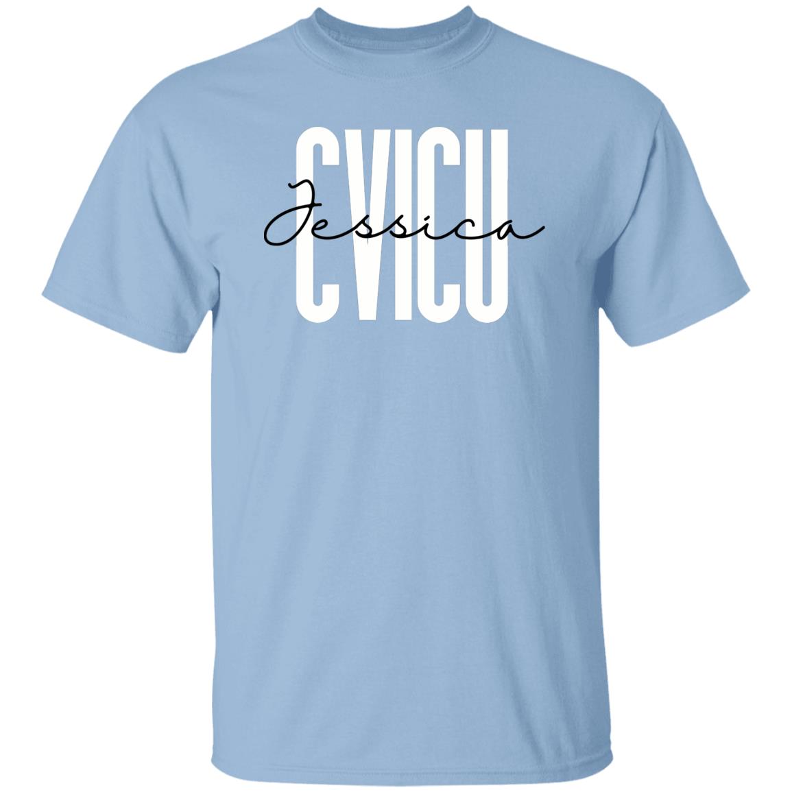 Personalized CVICU Unisex T-shirt Custom name cardiac nurse Sand Blue Pink-Family-Gift-Planet