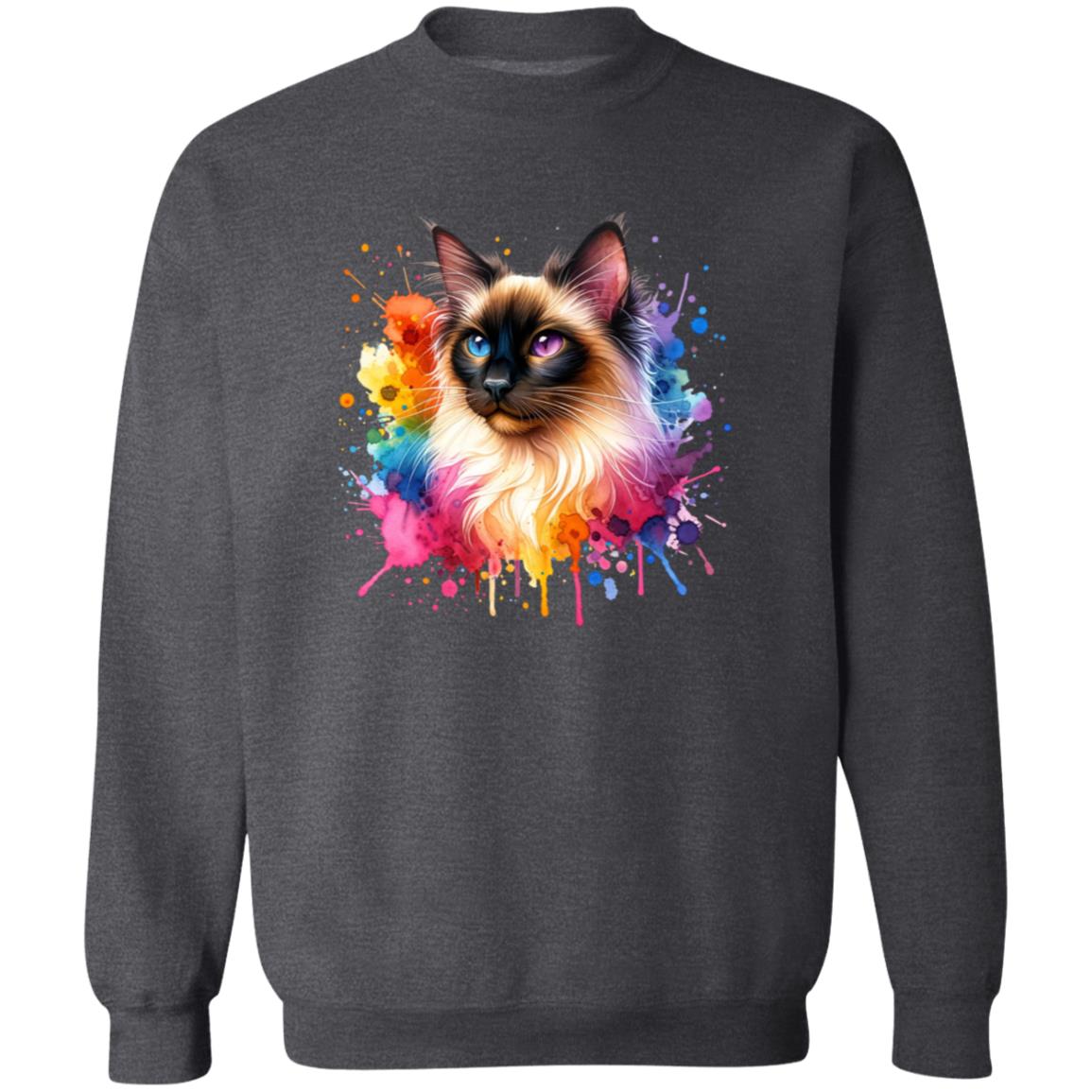 Balinese Cat Color Splash Unisex Sweatshirt Black Navy Dark Heather-Family-Gift-Planet