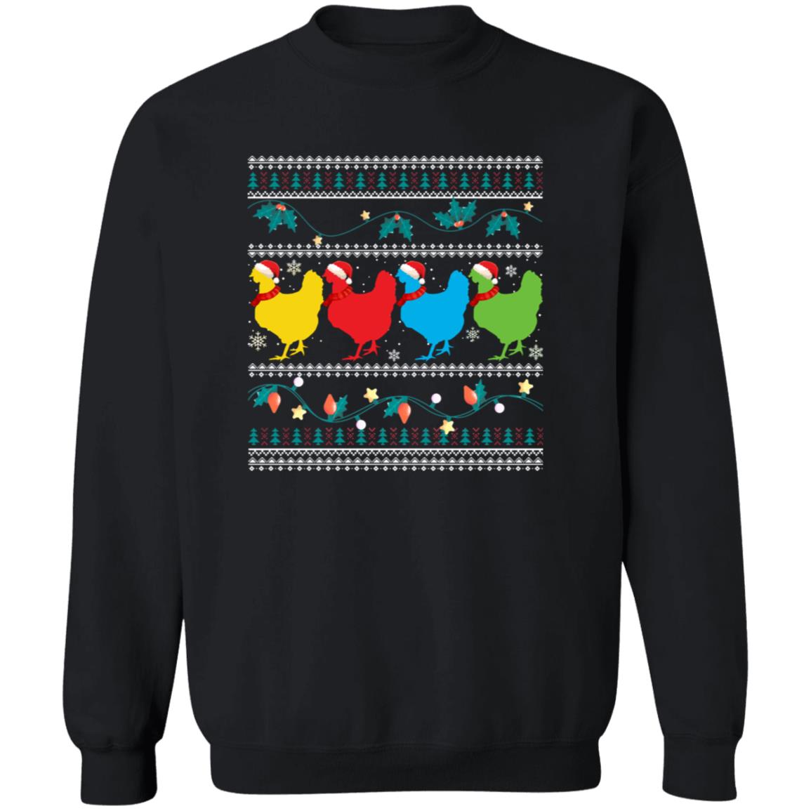 Chickens Christmas Unisex Sweatshirt Ugly sweater Black Dark Heather-Family-Gift-Planet