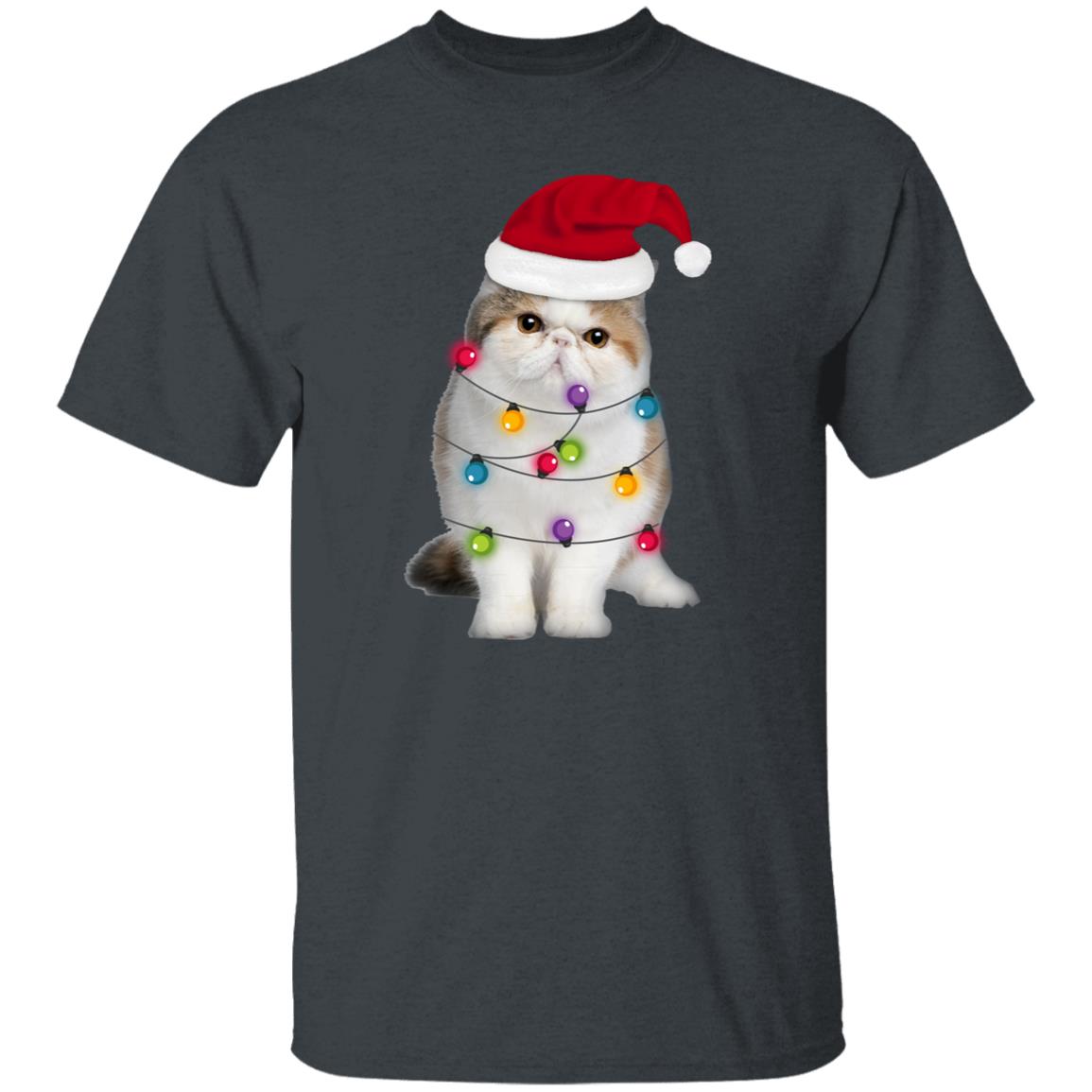 Cat Noel T-Shirt gift Christmas lamp Santa Cat mom Unisex Tee Black Navy Dark Heather-Family-Gift-Planet