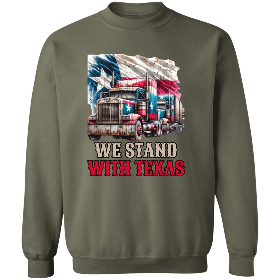 We stand with Texas Unisex Sweatshirt border truck Texas black-Family-Gift-Planet
