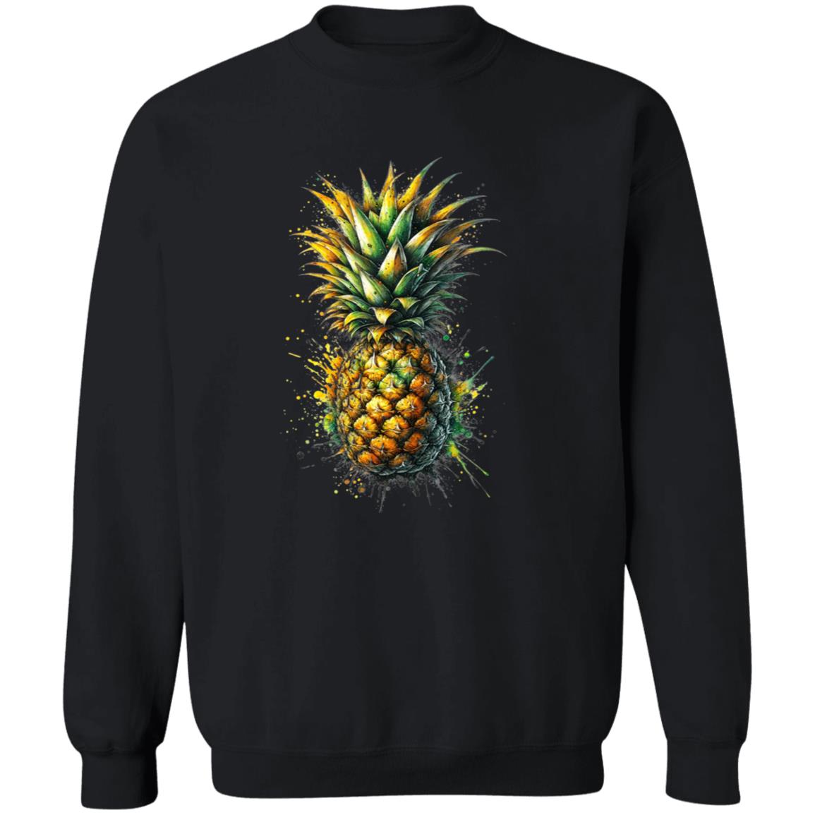 Artistic Pineapple Color Splash Unisex Sweatshirt Black Navy Dark Heather-Family-Gift-Planet