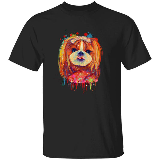 Watercolor Art Shih Tzu dog Unisex shirt S-2XL black navy dark heather-Black-Family-Gift-Planet