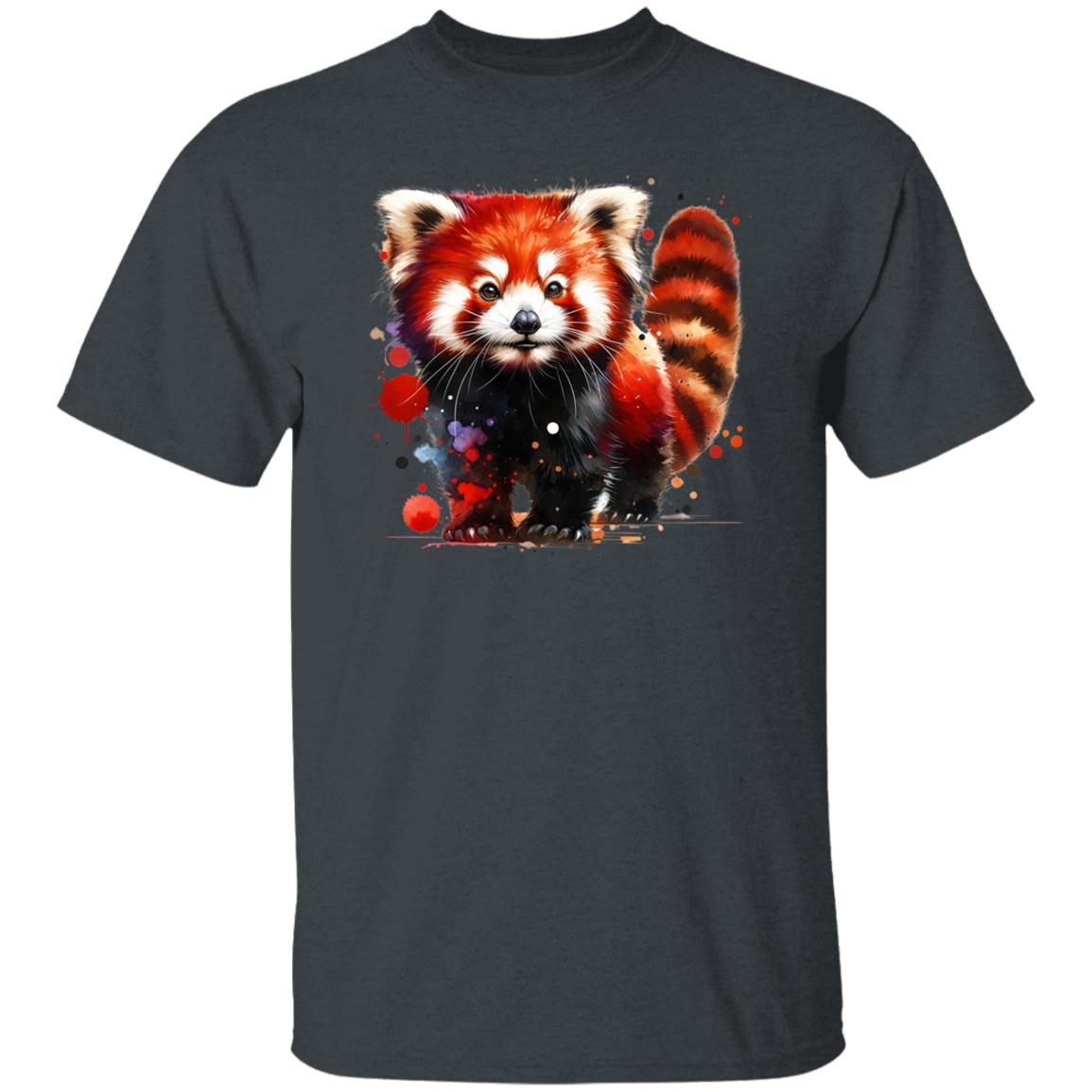 Artistic Red Panda Color Splash Unisex T-shirt Black Navy Dark Heather-Family-Gift-Planet