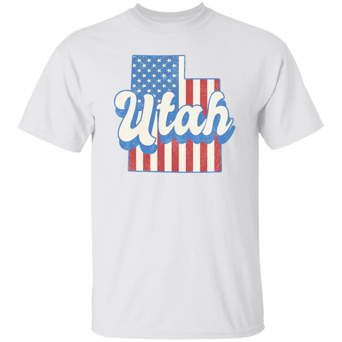 Utah US flag Unisex T-Shirt American patriotic UT state tee White Ash Blue-White-Family-Gift-Planet