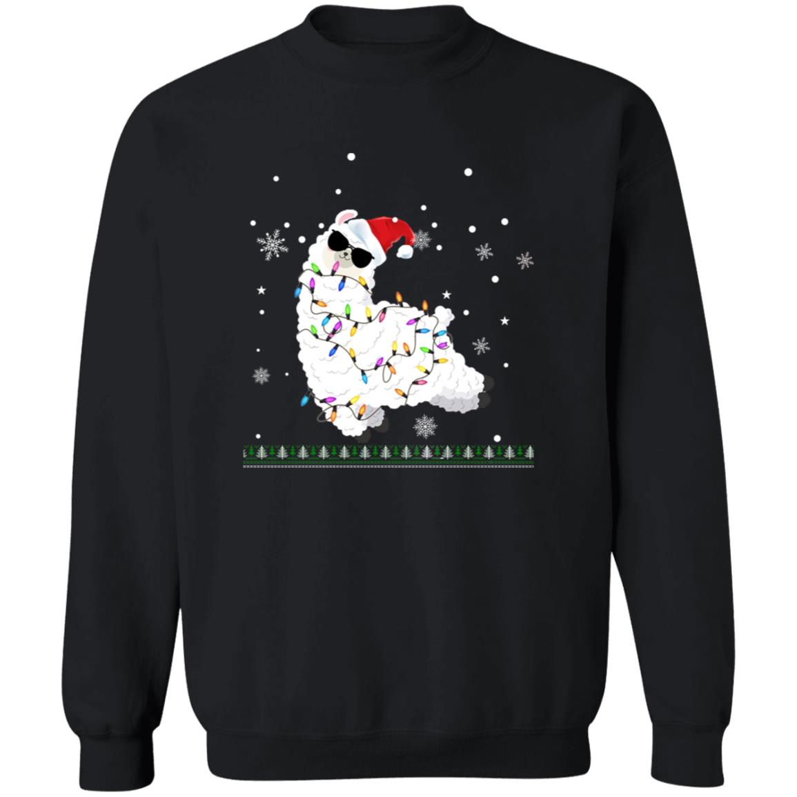 Sheep Christmas lights Unisex Sweatshirt Ugly sweater Black Dark Heather-Family-Gift-Planet