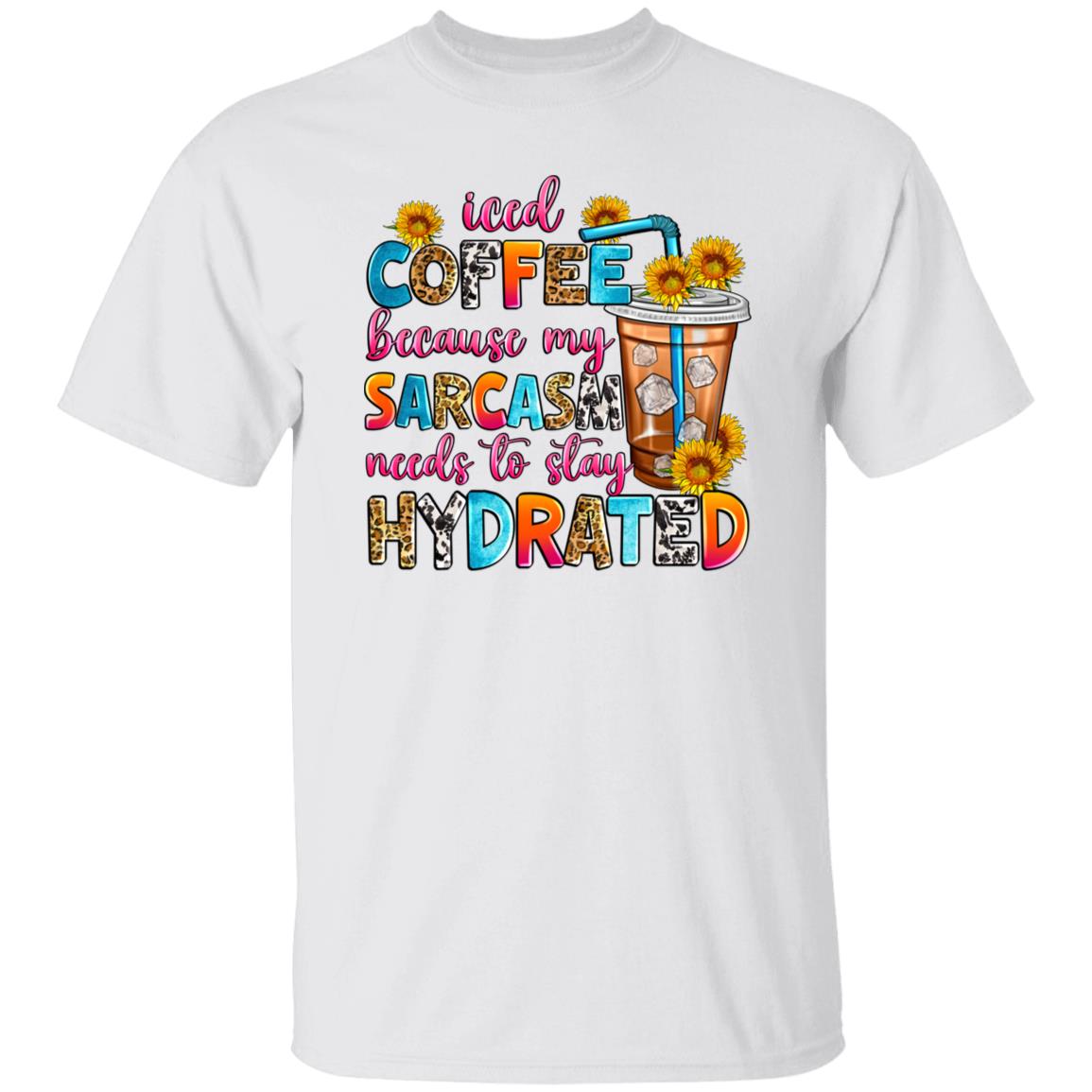 Iced coffee because my sarcasm needs to stay hydrated T-Shirt sarcastic Unisex Tee Sand White Sport Grey-Family-Gift-Planet