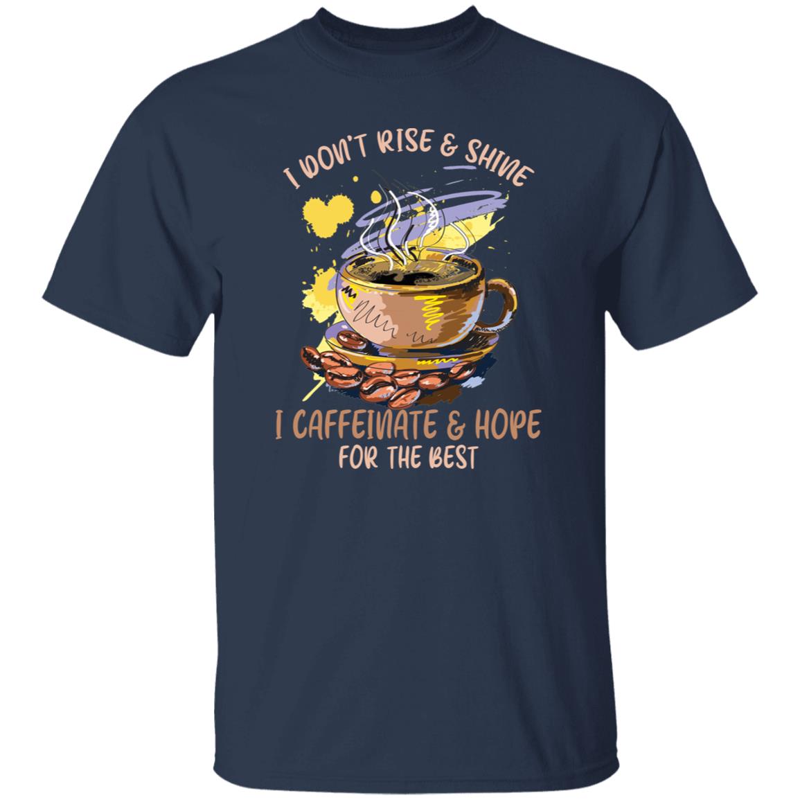 I caffeinate and hope coffee cup Unisex shirt gift black navy dark heather-Navy-Family-Gift-Planet