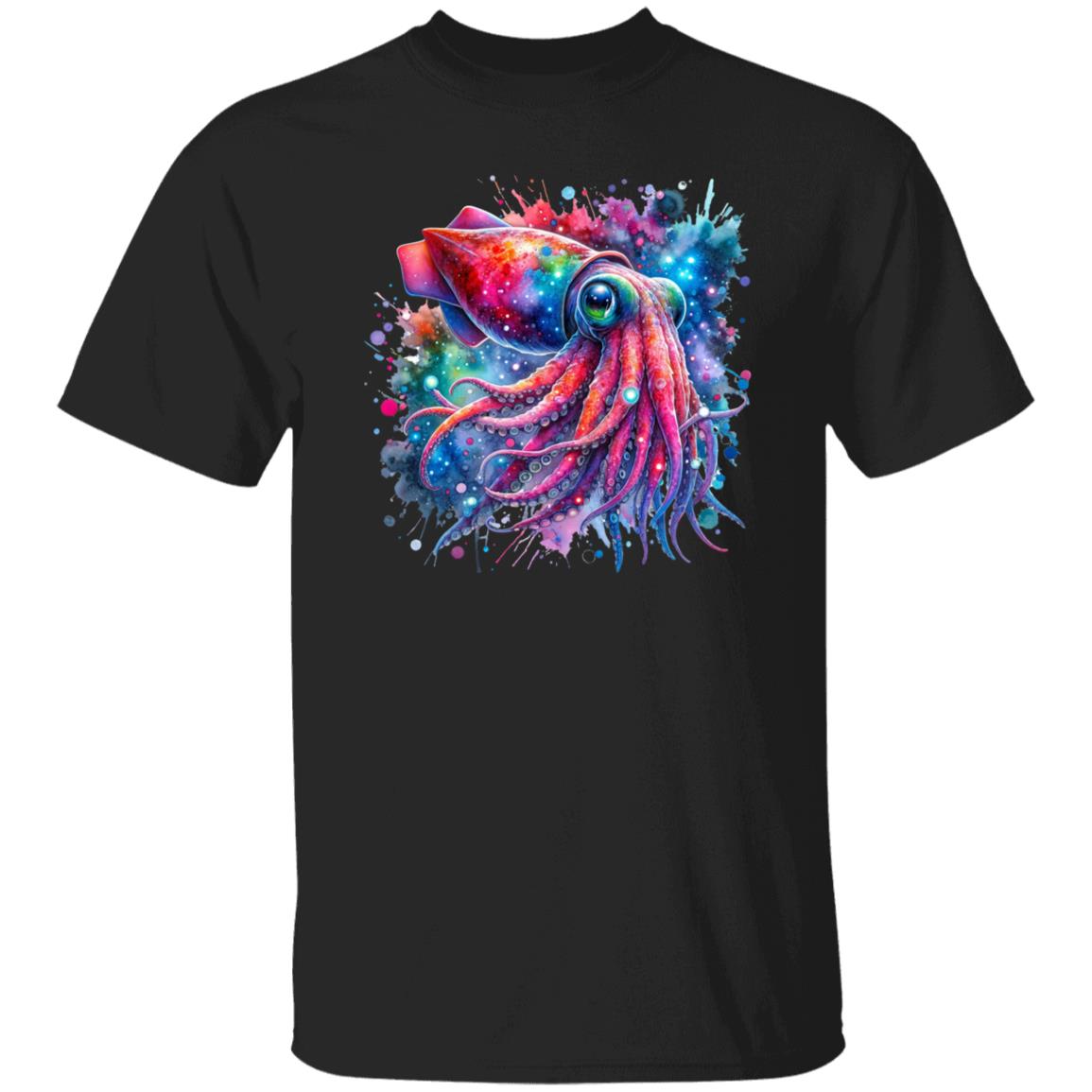 Artistic Vampire Squid Color Splash Unisex T-shirt Black Navy Dark Heather-Family-Gift-Planet