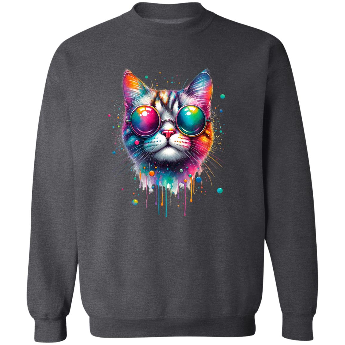 Cat with colorful eyeglasses Color Splash Unisex Sweatshirt-Family-Gift-Planet