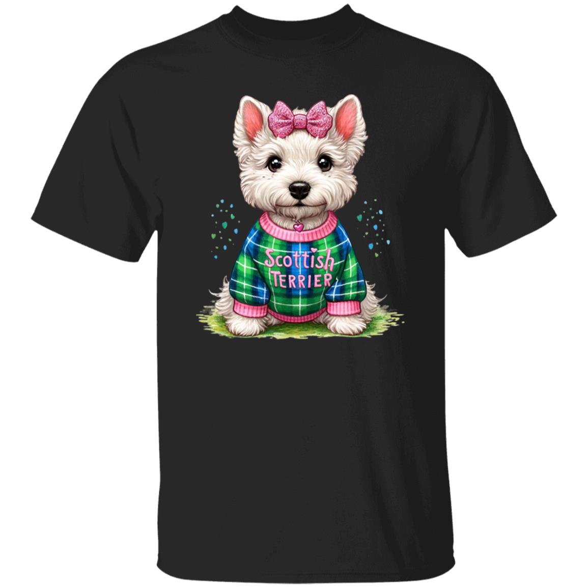 Scottish Terrier T-Shirt gift cute Scottish Terrier dog girl Unisex tee Black Navy Dark Heather-Family-Gift-Planet