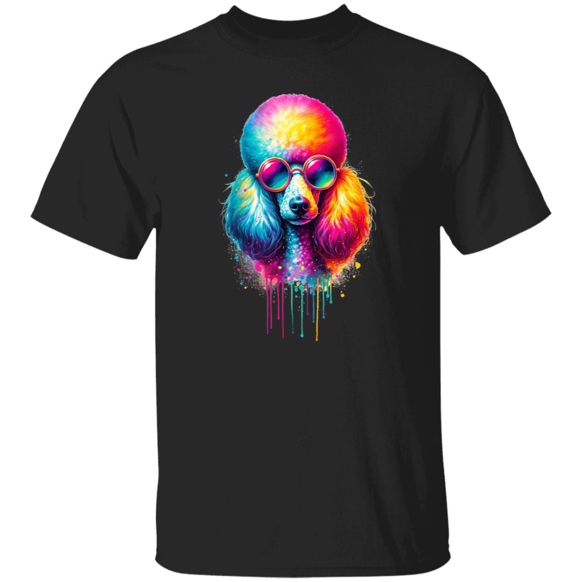 Neon Poodle Color Splash Unisex T-shirt Black Navy Dark Heather-Family-Gift-Planet