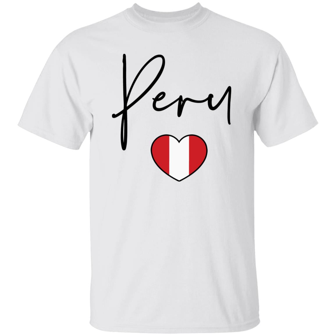 Peru flag heart Unisex T-shirt Peru love tee White Sand Blue-White-Family-Gift-Planet
