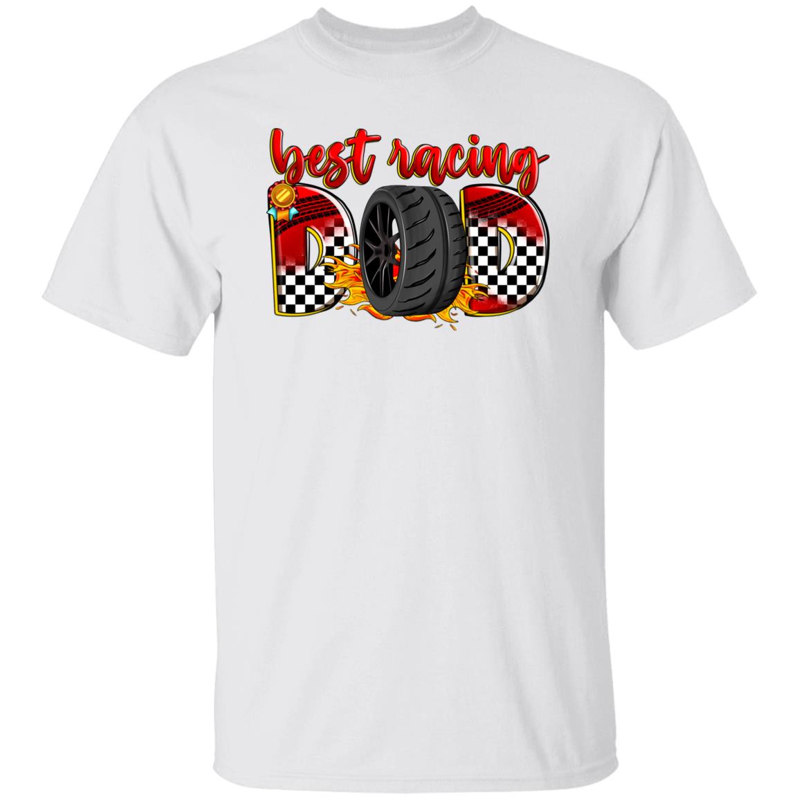 Best racing dad T-Shirt Father of racer Unisex tee Sand White Sport Grey-White-Family-Gift-Planet