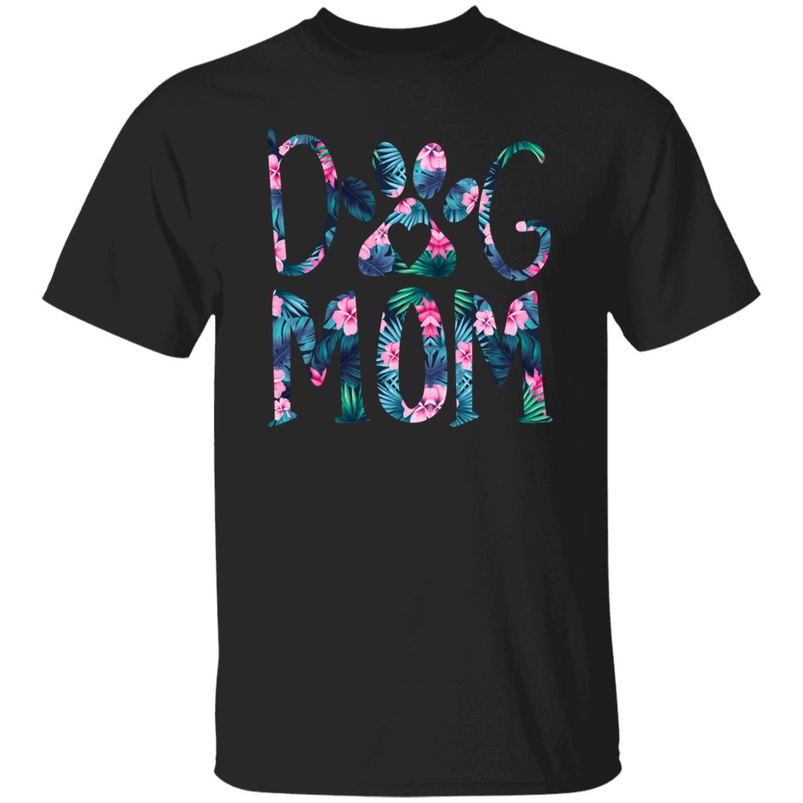 Dog Mom jungle T-Shirt gift Flowers Leaves Dog mom Unisex tee Black Navy Dark Heather-Family-Gift-Planet