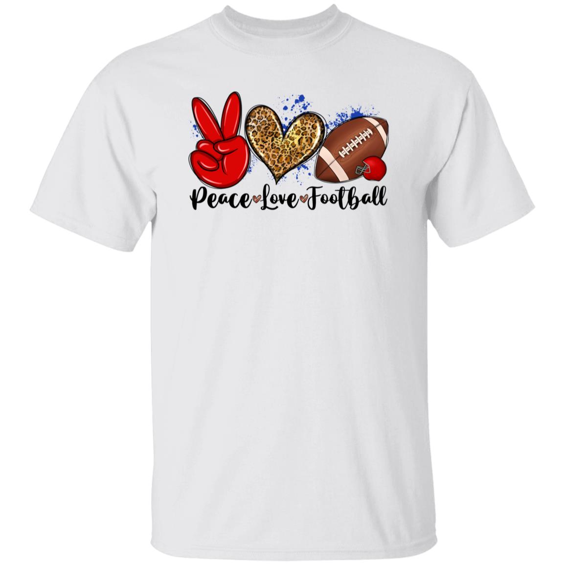 Peace Love Football T-shirt gift Football mama leopard skin heart tee-Family-Gift-Planet